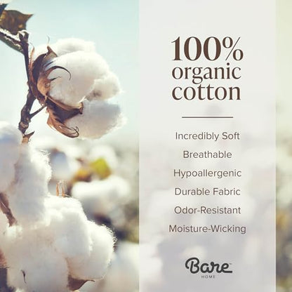Bare Home 100% Organic Cotton Jersey Sheet Set, Ultra Soft, 100% Cotton - Sheet Set & Pillowcase - Deep Pocket Bed Sheets (King, Cloud Grey)