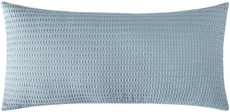 Levtex Home - Cloud Waffle Square Decorative Pillow - 12x24in - Textured Waffle Weave - Chambray - Polyester Filled - Cotton Solid Back - Zipper Closure