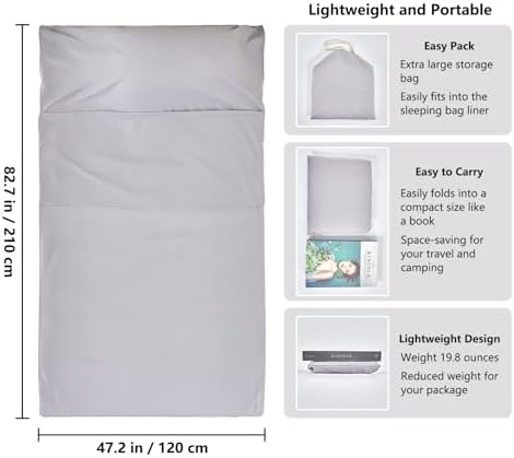 Sleeping Bag Liner, Ultralight & Compact Travel Sheet for Hotel
