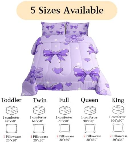 jejeloiu Bow Bedding Set for Boys Girls Bowknot Comforter Set Full Size