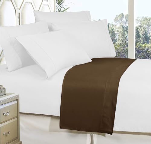 Elegant Comfort Premium Hotel Quality 1-Piece Flat Sheet, Luxury and Softest 1500 Premium Hotel Quality Microfiber Bedding Flat Sheet, Wrinkle-Free, Stain-Resistant, Full, Brown