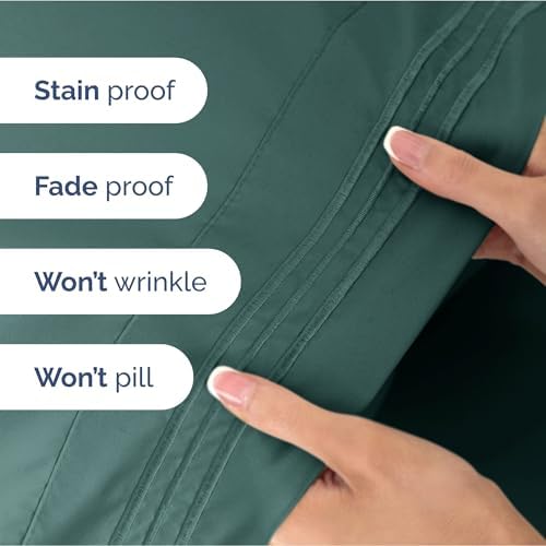 Queen Size 4 Piece Sheet Set - Ultra Soft & Cooling Bed Sheets - Dusty Teal