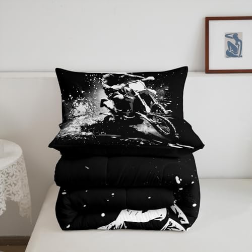 Feelyou Dirt Bike Comforter Set Full Size Extreme Sports Bedding Set