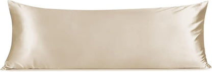 INFIIXSO Body Pillow Cover with Zipper, Luxury Mulberry Silk Body Pillow Case 20x54 Inches, Ultra Smooth and Soft Cooling Long Pillowcase, Gift for Women, Men(Beige)
