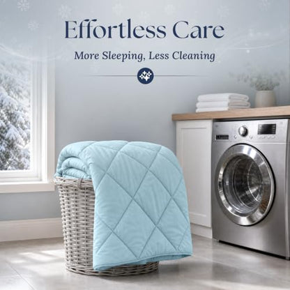 Cooling Comforter - BreezeWeave Cooling Blanket Twin Size for Hot Sleepers & Deep Rest - Cloud Soft, Breathable, Ultra Durable, Easy Care, Reversible - 68 x 90 in (Blue & Dark Grey)