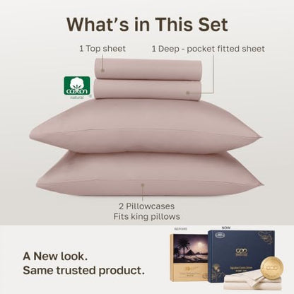 California Design Den 100% Egyptian Cotton Deep Pocket King Sheet Set