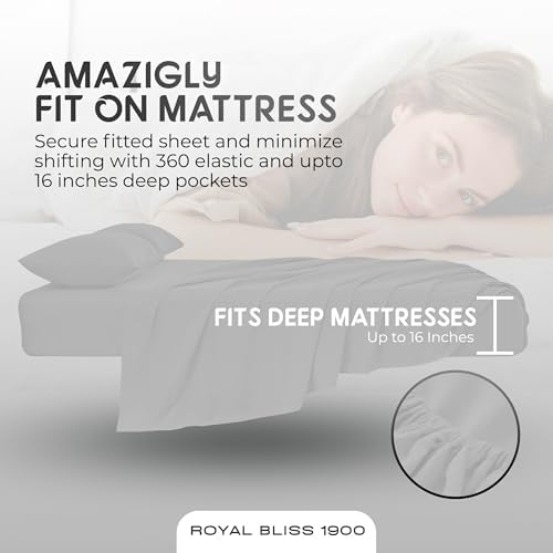 Top Split King Sheets Sets for Adjustable Bed, 4 Pcs Deep Pockets Double Brushed Microfiber Sheets, 34 Inch Split Top Fitted Sheet, 1 King Flat Sheet and 2 Pillowcases - White