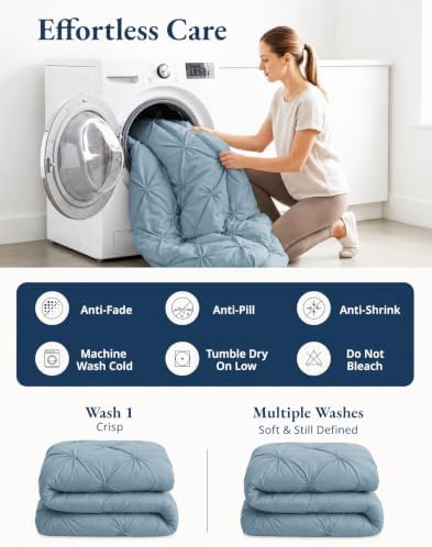 LANE LINEN 5 Pc Twin Bed Comforter Set, All Season Soft & Cozy -French Blue