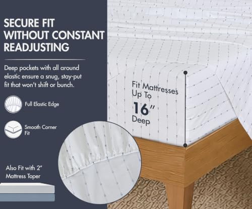 ZOYER 100% Cotton Sheets – Full Size Percale Bedding, Cooling & Breathable, Durable with a Crisp, Soft & Comfortable Feel, 16" Deep Pocket, 4-Piece Set, Doted Bud