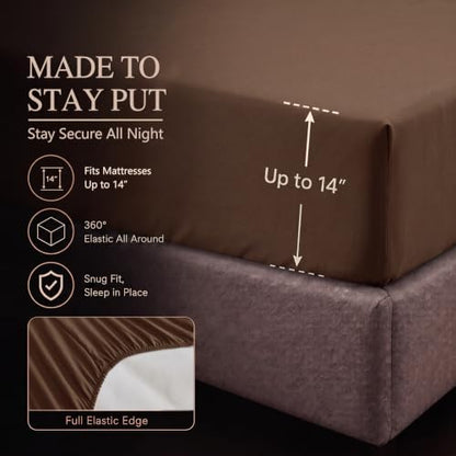 CozyLux Oversized Queen Comforter Set Brown, 7 Pieces Pintuck Bed in a Bag