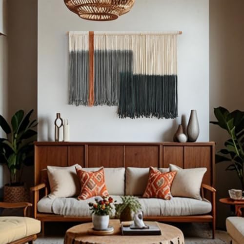 Macrame Wall Hanging Green Boho Fiber Art for Bedroom Room 27"W x 19"L