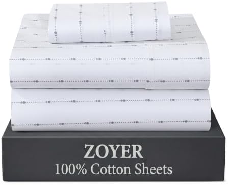 ZOYER 100% Cotton Sheets – Twin XL Size Percale Bedding, Cooling & Breathable, Durable with a Crisp, Soft & Comfortable Feel, 16" Deep Pocket, 3-Piece Set, Doted Bud