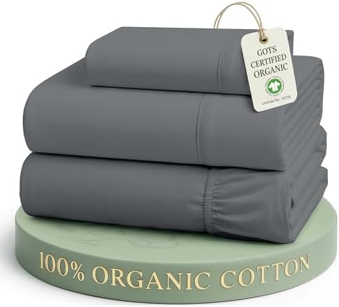 LANE LINEN Twin Bed Sheets 100% Organic Cotton Soft 3pc Percale - Charcoal