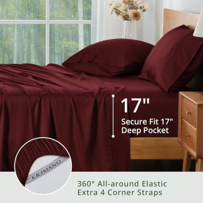 Bamboo Viscose Sheet Set King Size, Cooling Sheets Bed Set 4pcs