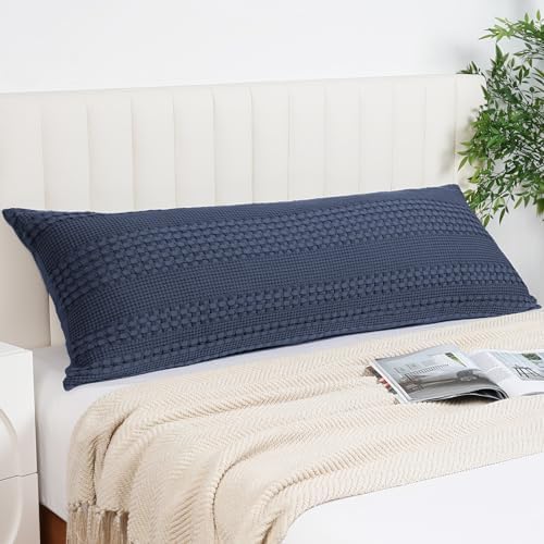 PHF Cotton Waffle Body Pillowcase 20" x 54", Indigo, No Insert