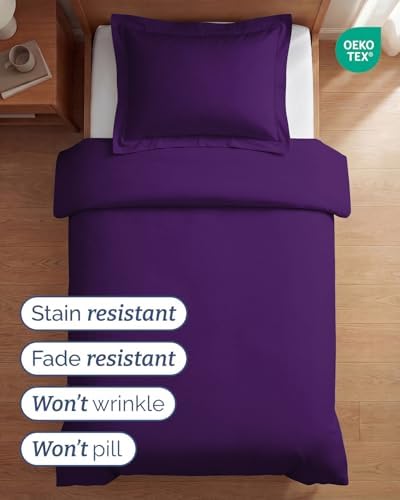 Duvet Cover Twin/Twin XL - 2 Piece Set, College Dorm Room - Purple