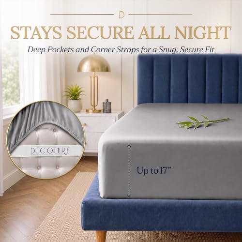 DECOLURE 100% Viscose Derived from Bamboo Sheets King Size | 4 Pc Bed Set