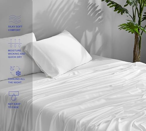ACCURATEX Cooling Sheets for Hot Sleepers, Split King Size, White