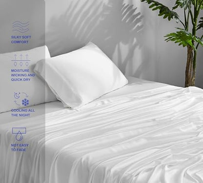 ACCURATEX Cooling Sheets for Hot Sleepers, Split King Size, White