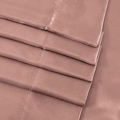 SiinvdaBZX 4Pcs Satin Sheet Set Full Size 15-Inch Deep Pocket, Champagne