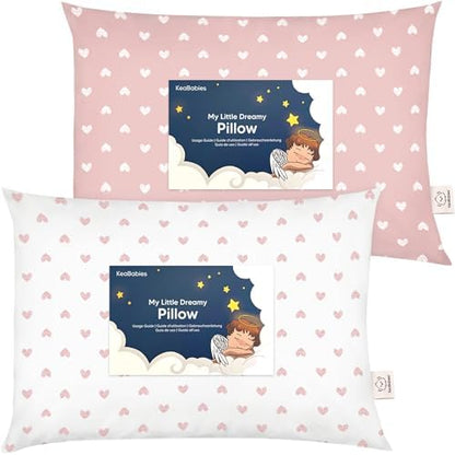 KeaBabies 2pk Toddler Pillows 2 Year Old to 5,13x18 Kids Pillow (Hearts)