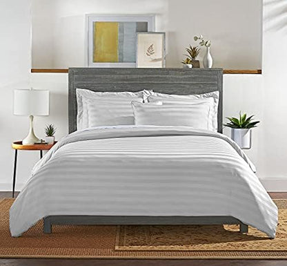 Pure Bamboo King Duvet Cover, 3 Piece Set, Genuine 100% Organic Viscose Derived from Bamboo, Luxuriously Soft and Cooling, 2 Pillowcases (King, Jacquard White)