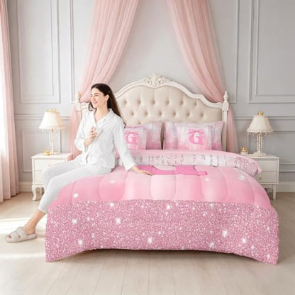 Feelyou Kids Pink Bowknot Bed in A Bag Queen Size for Boys Girls