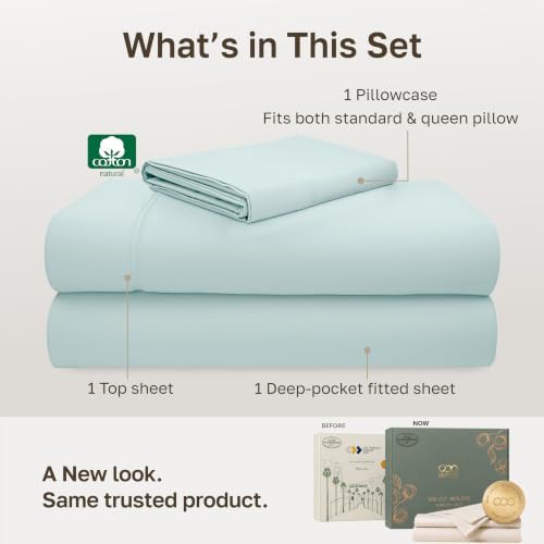 California Design Den 600 Thread Count Twin Bed Sheet Set, 3 Pc Set, Aqua