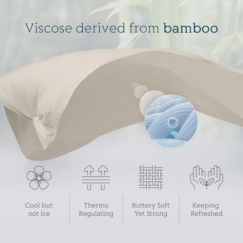 Cooling Sheets Set Twin Size, Viscose Derived from Bamboo for Hot Sleepers | Deep Pocket Up to 15 Inch | Silky Soft & Breathable Bedding - 3PC (Twin, Sand)