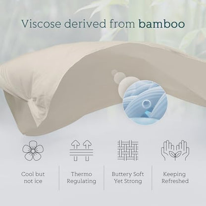 Cooling Sheets Set Twin Size, Viscose Derived from Bamboo for Hot Sleepers | Deep Pocket Up to 15 Inch | Silky Soft & Breathable Bedding - 3PC (Twin, Sand)