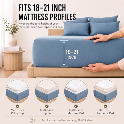 CozyLux Cal King Sheet Set 6-Piece, 21-Inch Deep Pocket, Soft Brushed Feel