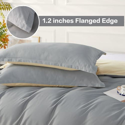 SAPHREAS Grey Duvet Cover Full Size 3 Pieces Extra Soft Cotton Bedding Set for Kids & Adults, Includes 1 Duvet Cover 80"x90" with Zipper Closure & 2 Pillow Shams, Comforter Not Included