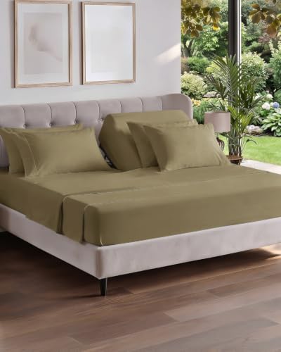 Flex Top Split Head King 6 Piece Sheet Set - Breathable & Cooling - Khaki