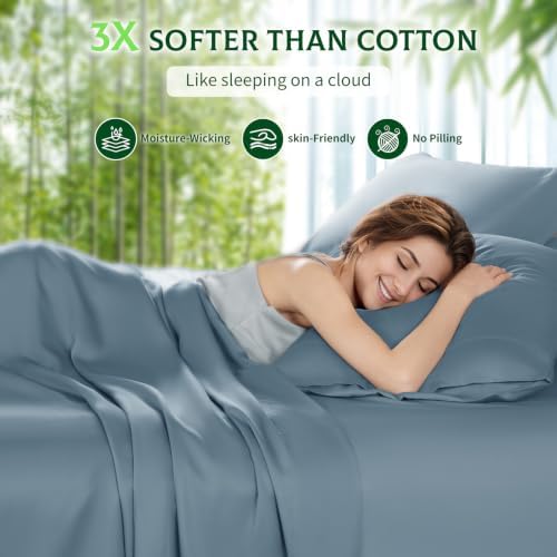 SONORO KATE 100% Viscose Derived from Bamboo_Sheets, Extra Deep Pocket,4PC