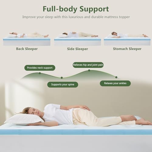 Hansleep King Mattress Topper Memory Foam,King Size Pillow Top Mattress Pad