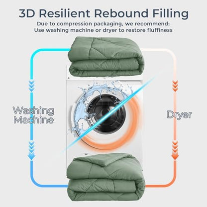 HEVUMYI 7-Piece Full Comforter Set, Sage Bed in a Bag