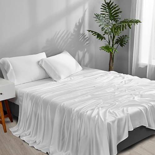 ACCURATEX Cooling Sheets for Hot Sleepers, King Size, White