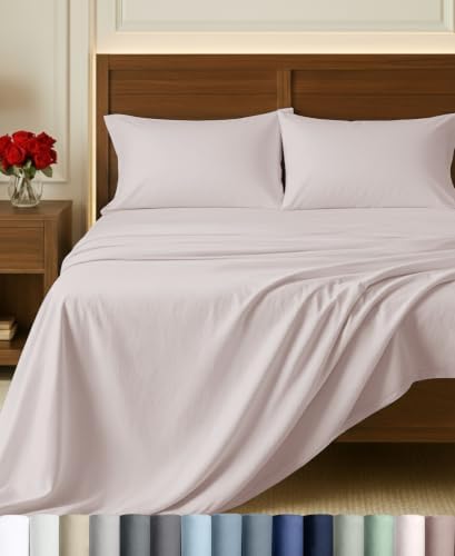 California Design Den 100% Egyptian Cotton Cal King Sheets Set, Soft Rose