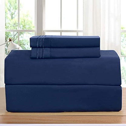 Elegant Comfort Luxurious Bed Sheets Set on Amazon 1500 Premier Wrinkle,Fade and Stain Resistant 5-Piece Bed Sheet Set, Deep Pocket, Split King Navy Blue