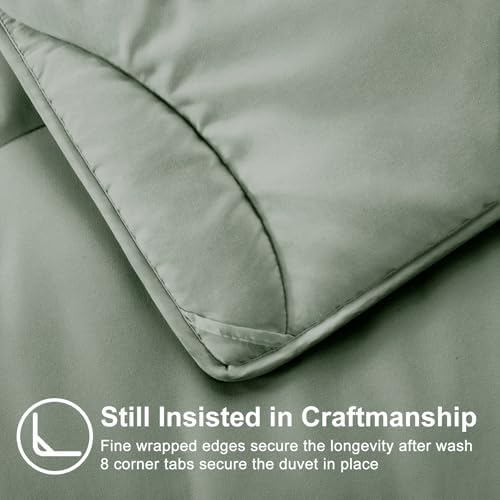 MEELUS Lightweight Comforter Cooling Sage Green, All Season Duvet Insert