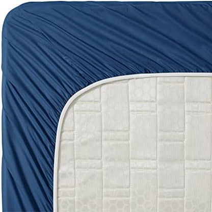 Clara Clark Bed Sheets, Premier 1800 Series 4 Piece Bed Sheet Set, Deep Pocket, Wrinkle, Fade, Stain Resistant, Luxury Soft Bedding Sheets & Pillowcases, Twin-XL, Navy Blue