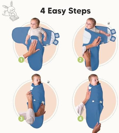 KeaBabies 3-Pack Organic Baby Swaddles for Newborns, Infant, Frost, 0-3M
