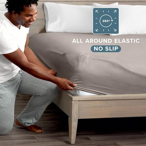 Bare Home King Fitted Sheet - 1800 Ultra-Soft (King, Khaki)