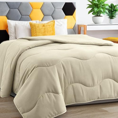 MEELUS Lightweight Comforter Cooling Beige, All Season Duvet Insert