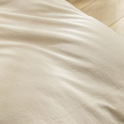BESTOUCH Cotton Solid Duvet Cover Set Almond Milk Grey Alaska King