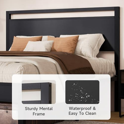 Z-hom Queen Bed Frame with Wooden Headboard & Footboard,Metal Platform Bed