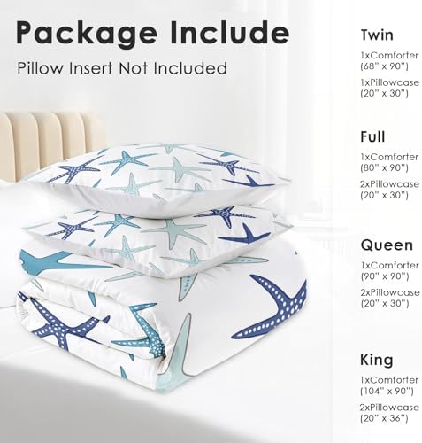 Pamnest King Comforter Set, 3 Pieces Coastal Nautical Bedding, All Season
