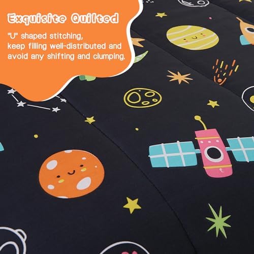 Yibeizi Kids Twin Bed Comforter for Boys Space Dinosaur Bedding Sets