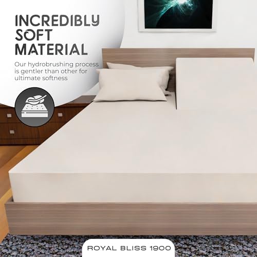Top Split Flex Head California King Size Sheet Set - Egyptian Quality Ultra-Soft Bed Sheets - Double Brushed - Deep Pockets- Easy Fit - 4 Piece Set- Fade Resistant (Ivory)