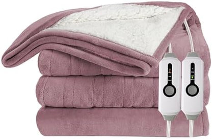 Electric Heated Blanket 84"x90" Queen Size, Berry